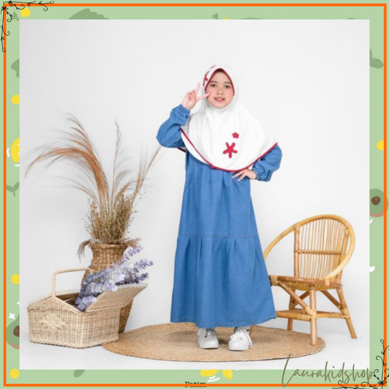 Gamis Anak / Gamis Anak Perempuan / Gamis Jeans Anak By Laurakids 6-10 Tahun