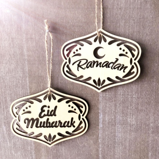 [ORGM] *IDUL FITRI* Gantungan Pajangan Kayu Tulisan Eid Mubarak Ramadan Tag Souvenir Goodie bags