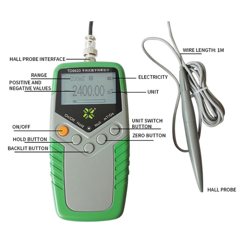 Mary Fluxmeter Digital Genggam Presisi Tinggi Dengan Probe