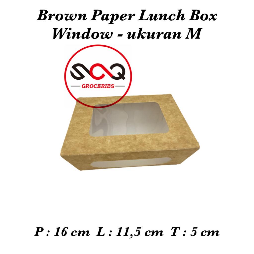 Brown Paper Kraft Lunch Box Window Size M - Kotak Brown