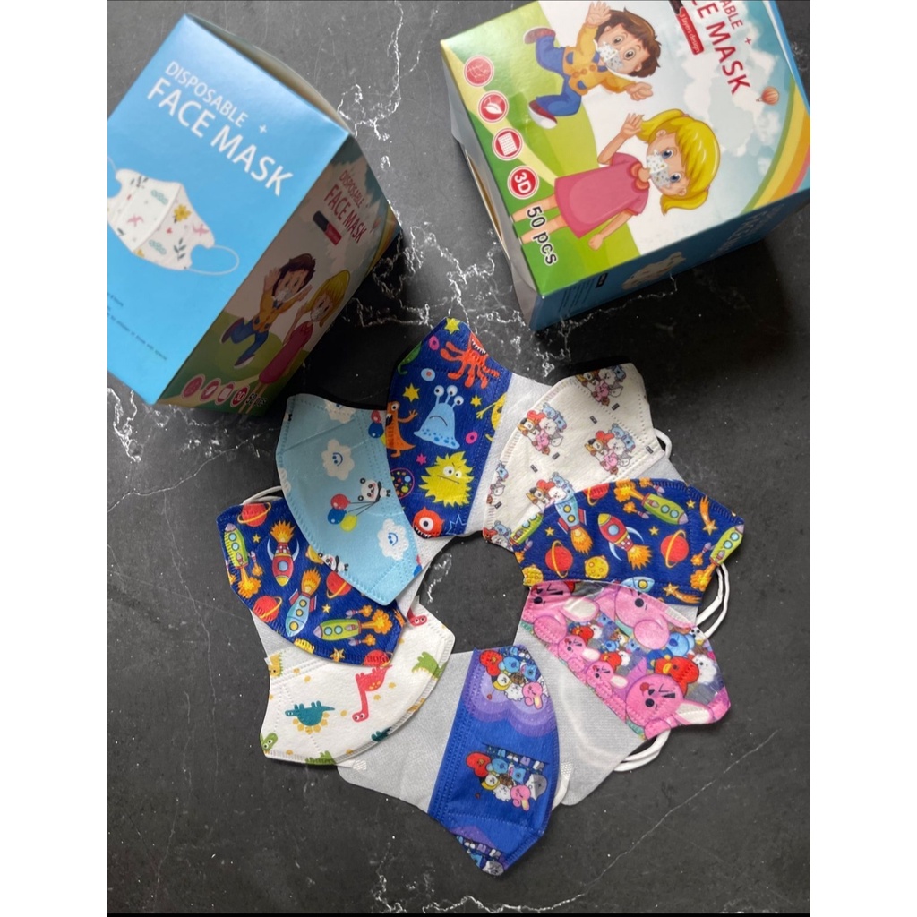 Masker Anak Masker Anak Motif Karakter isi 50 pcs 3D