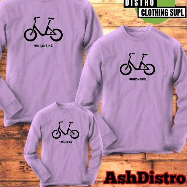 [PROMO M0F39] Kaos lengan panjang couple keluarga sepeda minion bike / baju kapel family ayah ibu an