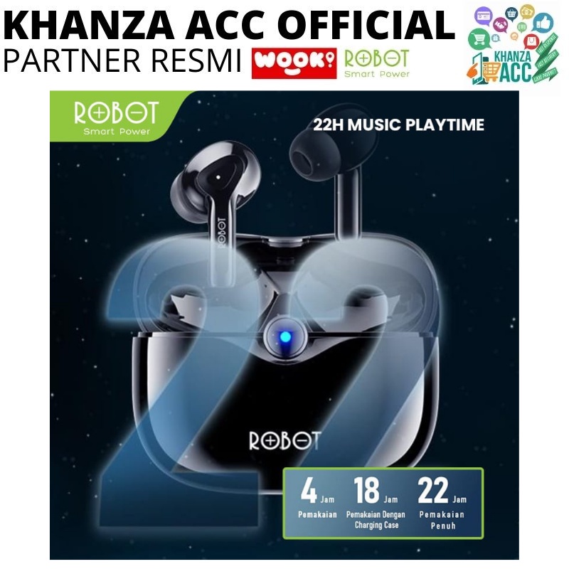 KHANZAACC ROBOT T30 Earphone Bluetooth Airbuds Earphone True Wireless Earbuds Headset