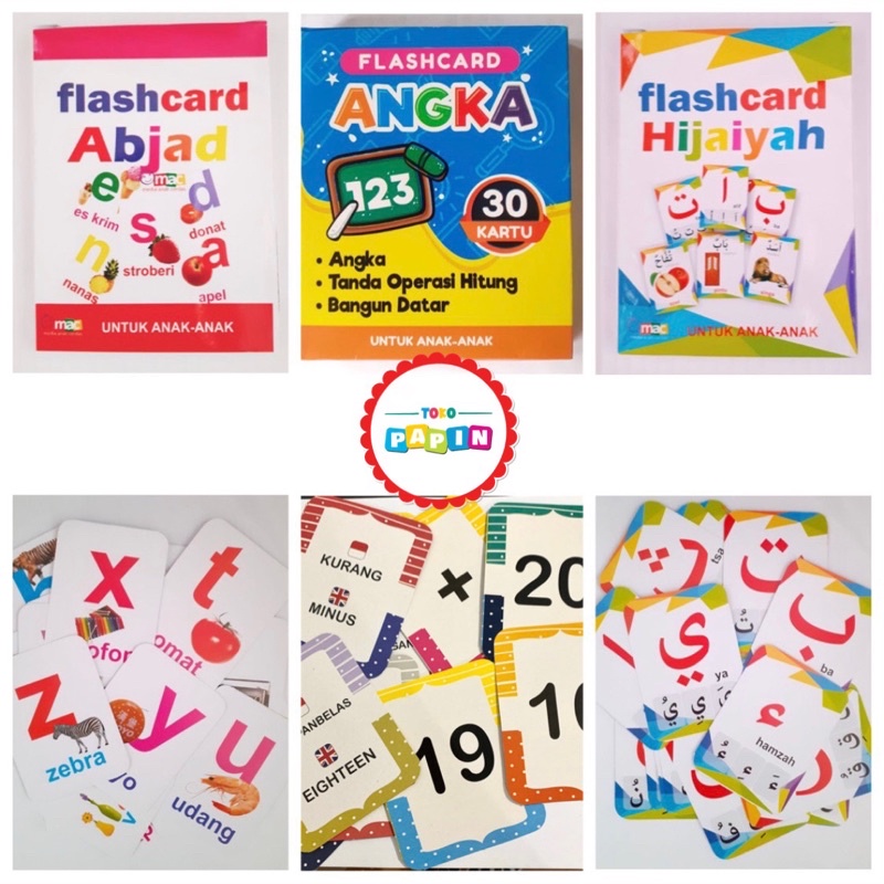 TokoPapin Flash card abc huruf abjad angka hijaiyah alphabet Kartu edukasi belajar anak bayi balita berkualitas