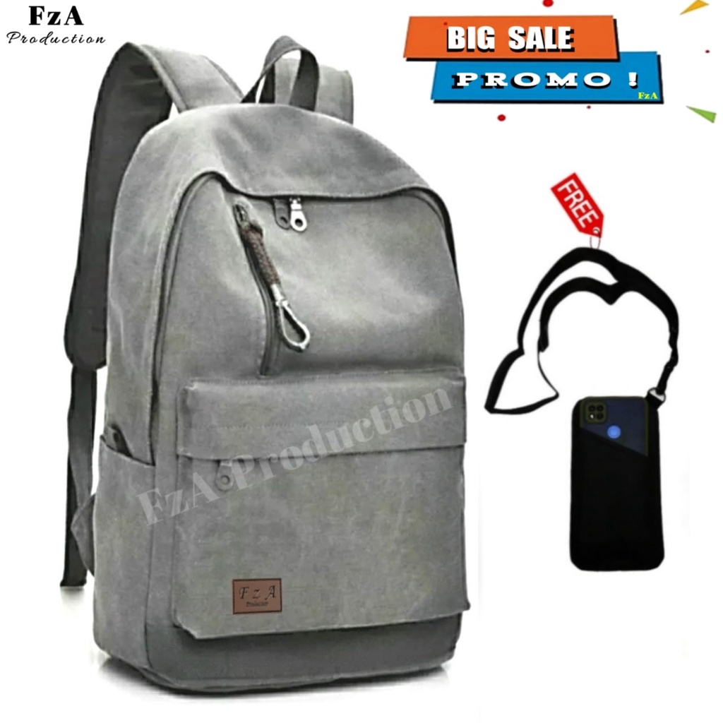 Tas Ransel Punggung Distro Casual Pria Wanita / Tas Ransel Laptop Original - FzA Gratis Sako Wallet