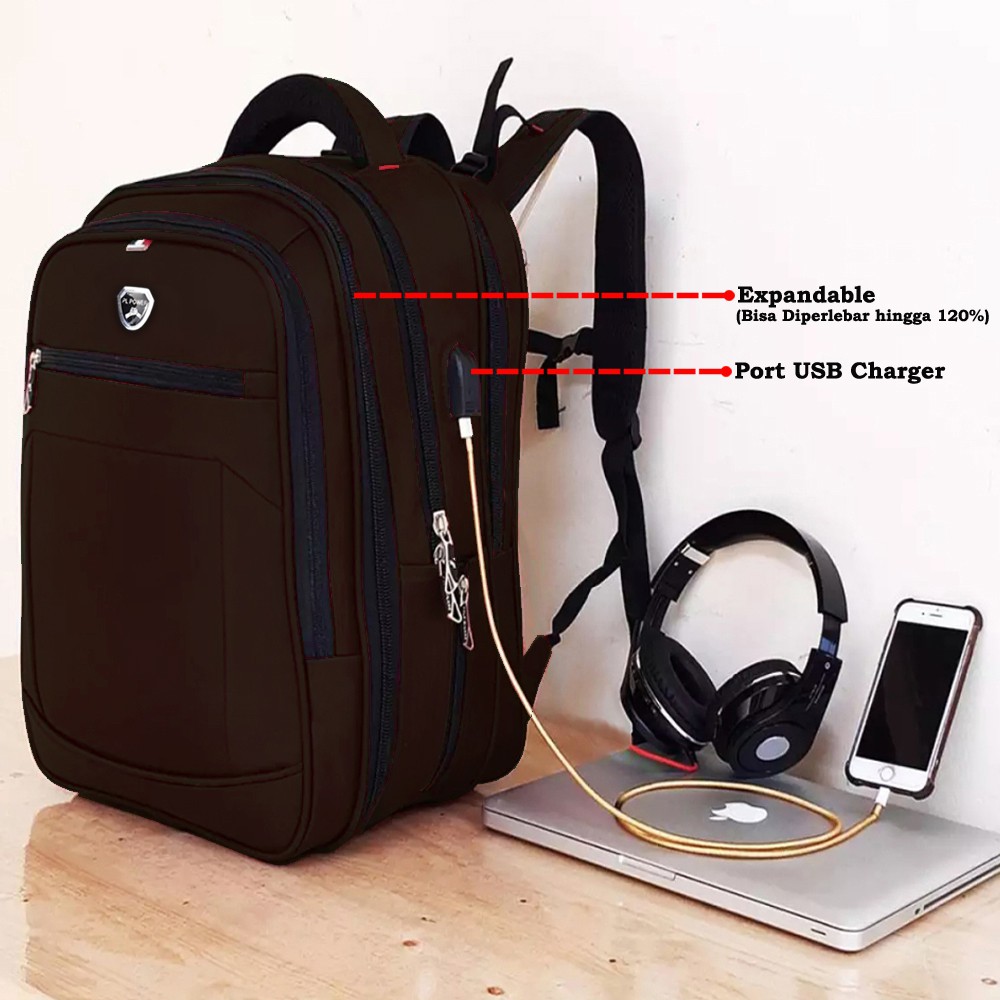 super deal [juragan tas] polo backpack ori import 802 tas pria tas polo port usb charger dan kunci