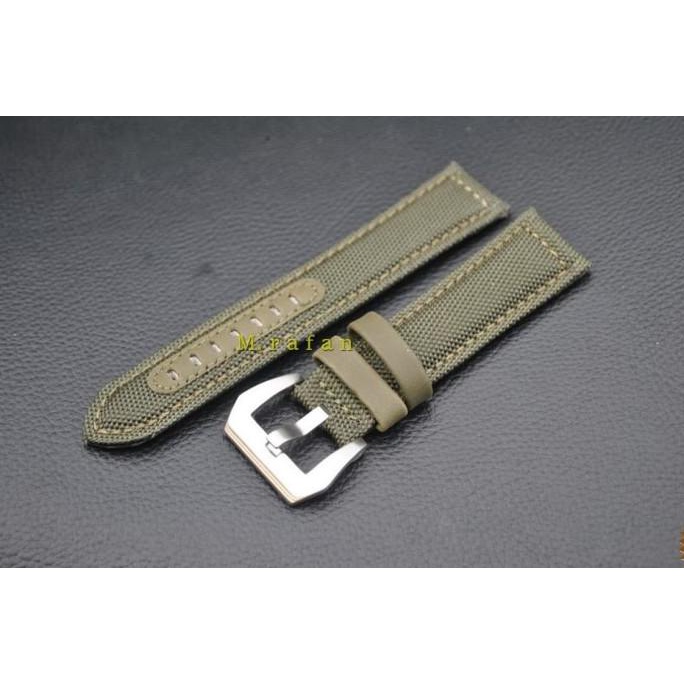 RECOMENDED TALI JAM TANGAN KULIT CANVAS KANVAS 22 24 26MM HIJAU STRAP KULIT