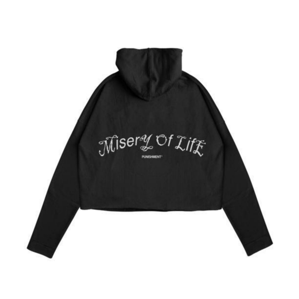 Sweater Hoodie Crop Punishment Misery Of Life Black Unisex