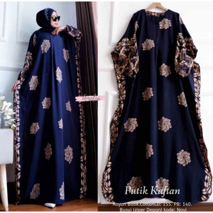 Gamis Rayon Jumbo Dress Kaftan / Putik Kaftan Size Jumbo Resleting Busui Ori By Batik AW Rayon Tebal / Kaftan Wanita