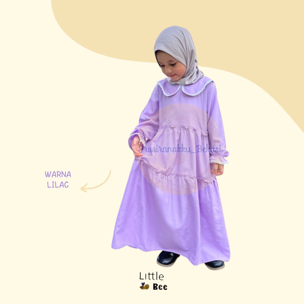 Gamis Anak Rosa Rayon LittleBee Warna Lilac Size 2-8 thn