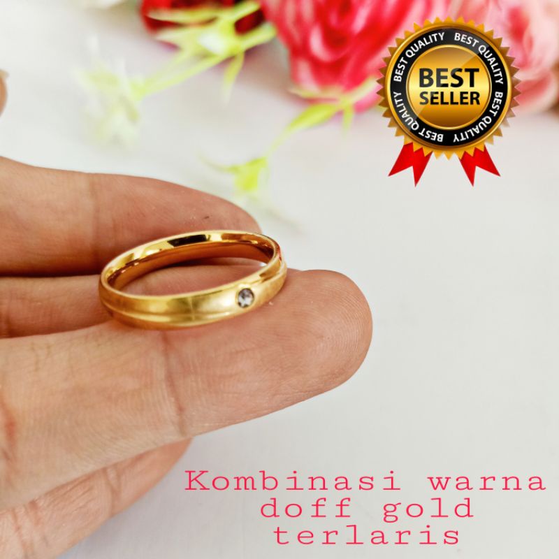 Cincin titanium/cincin couple harga satuan kombinasi warna doff gold