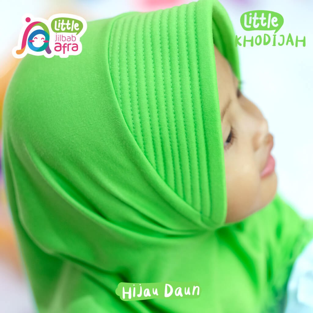 Jilbab Instan Anak Little Khodijah Hijau Daun - Little Jilbab Afra - Bahan Kaos, Adem &amp; Lembut