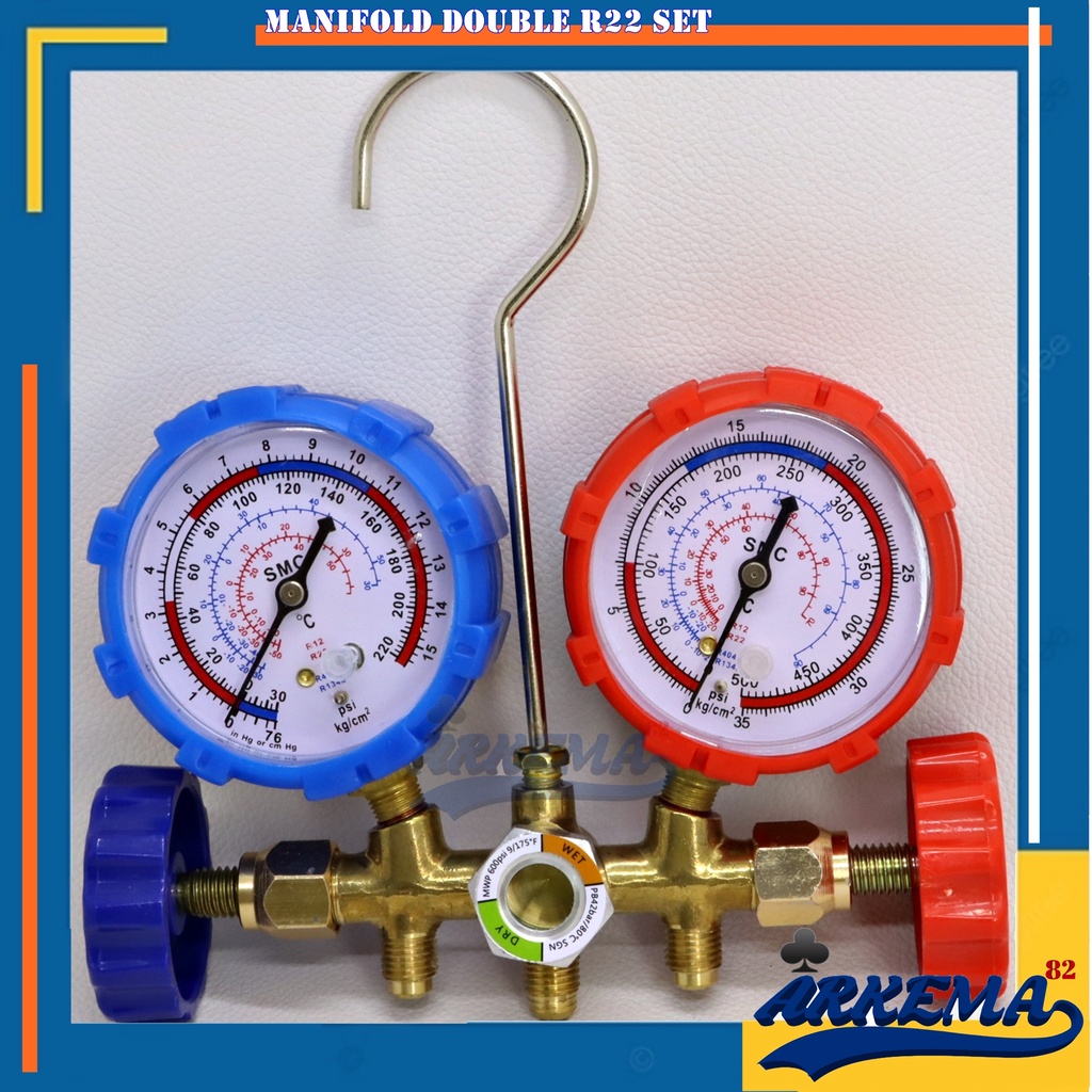 MANIFOLD DOUBLE SMC SET MULTI PREMIUM | MANIFOLD SET R410 R32 R22 R134 R404 R407 | ANALIZER R22