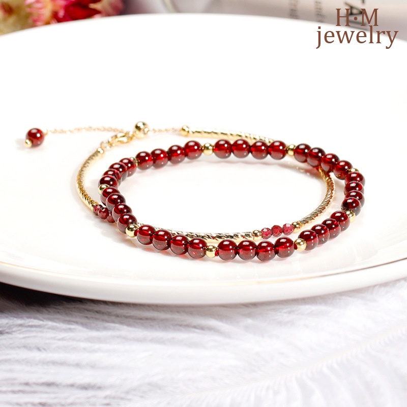 Set Gelang Kristal Garnet