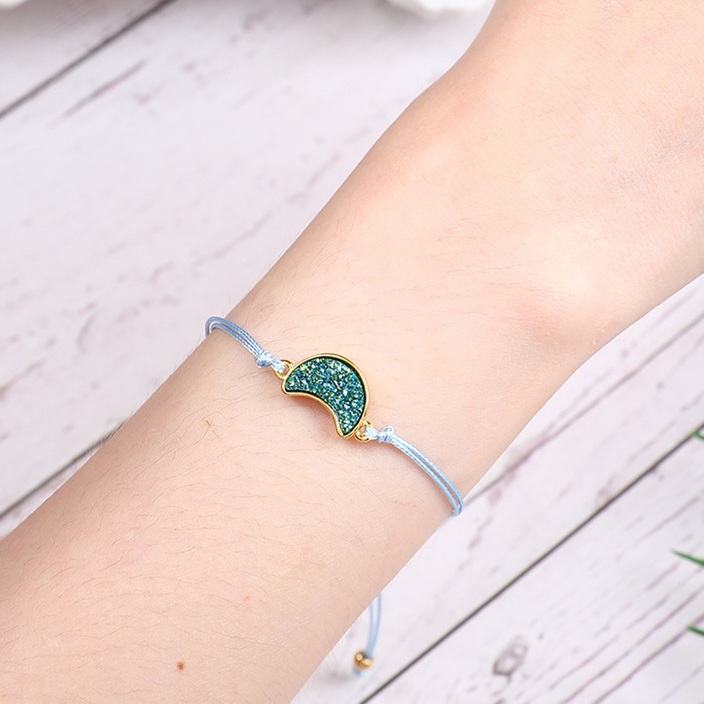 Hu Hu Hu Hu Hu Alat Bantu Pasang Kacamata♡ Gelang Rantai Adjustable Bahan Metal Bentuk Bulan Untuk Wanita