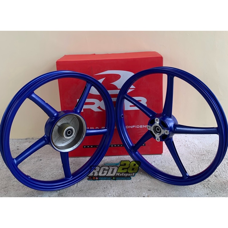 VELG RCB SET SP522 GOLD TROMOL BESAR ,UNIVERSAL ALL MOTOR RXKING,JUPZ,FISR,DAN HONDA CB,GL,MP,TIGER-BIRU SET D/B