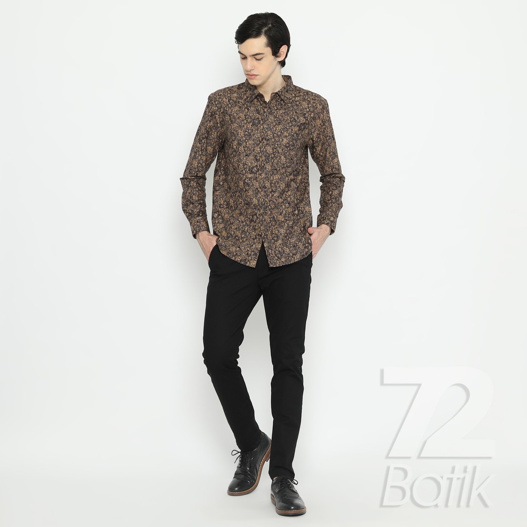 BATIK PRIA LENGAN PANJANG Kemeja Slimfit Premium Motif Capung Cream Krem Putih Tulang 726795 Cap 72 - Baju Kemeja Atasan Pakaian Setelan Batik Pria Cowok Laki Laki Remaja Keluarga Kantor Lengan Panjang Modern Slimfit Slim Fit Premium Kekinian