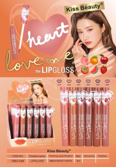 [PERBOX] LIPCREAM NUDE KISS BEAUTY LOVE ME FRUIT 7883-03B