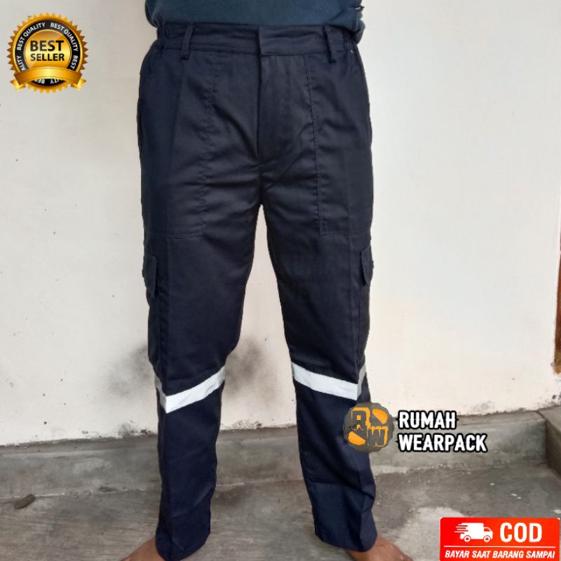 Celana Kerja/ Celana Proyek Panjang Warna Navy Polos