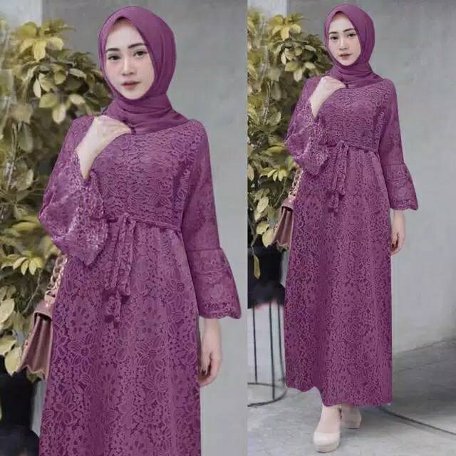 Baju Wanita/Cewek Gamis Full Brukat Maxi Yasina Busui