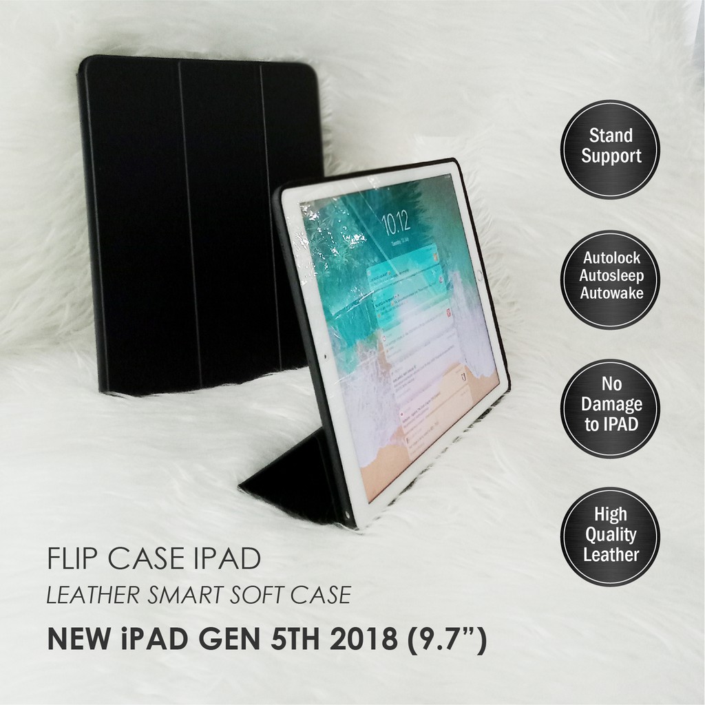 CASE NEW IPAD GEN 5th 9.7 (2018) INCH ORIGINAL LEATHER  CASING STAND SOFT COVER IMPORT