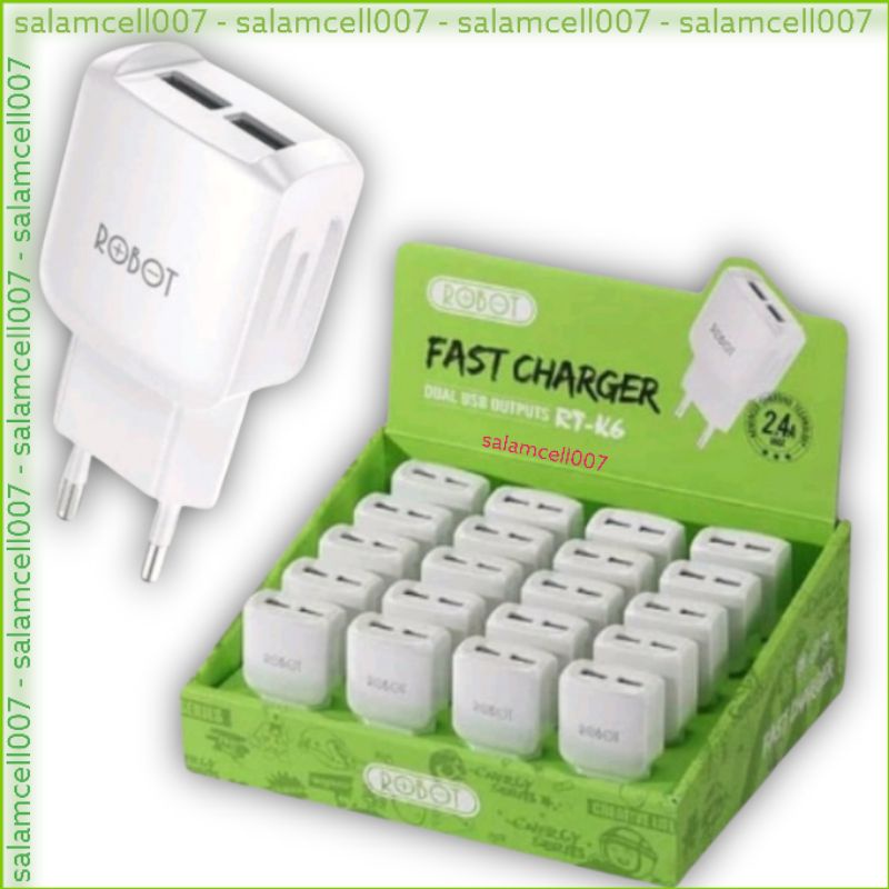 Charger ROBOT RT-K6 2,4A Dual Output Original Garansi Resmi