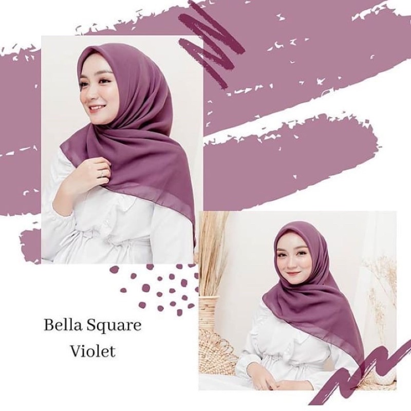 Hijab bella square by rasaqi kebaya/Kerudung Segiempat Polos BELLA SQUARE Hijab Pollycotton Jilbab Bela