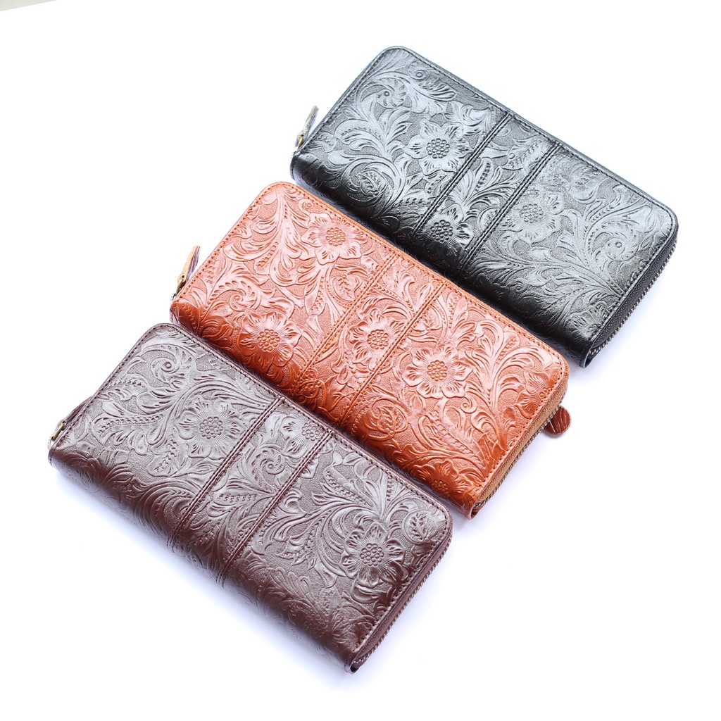 NEW !! DOMPET PANJANG WANITA BAHAN KULIT SAPI ASLI MODEL CLARA BANYAK SLOT KARTU / GRATIS GRAVIR NAMA