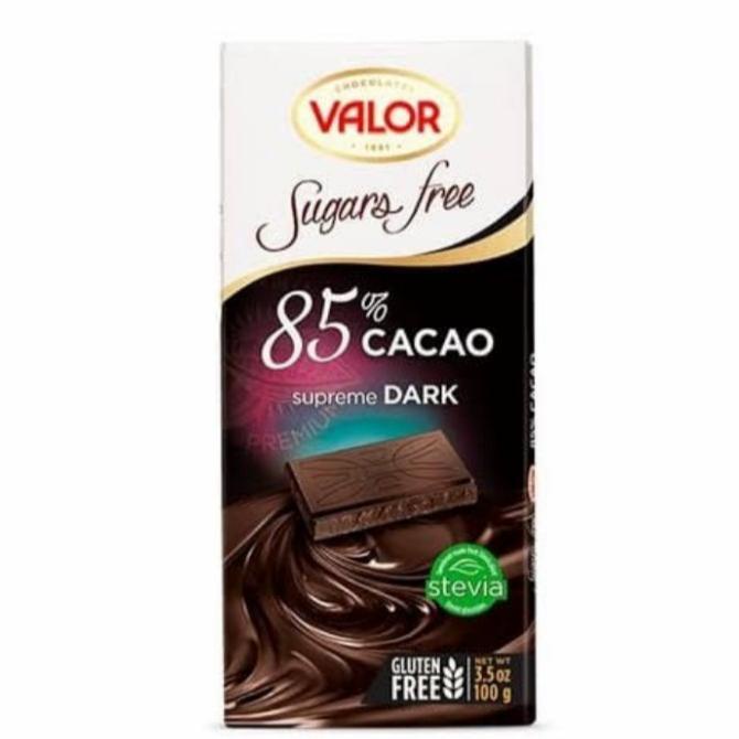 

paling diminati] VALOR 85% DARK CACAO CHOCOLATE SUGAR FREE 100 GR