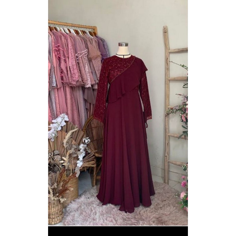 Arwa-Gaun pesta-Gaun kondangan-Long dress-gaun wisuda-gaun formal-gaun brukat