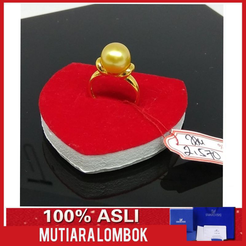 cincin emas asli 22 karat 91.6% cincin mutiara laut south sea pearl gold asli perhiasan cincin emasu
