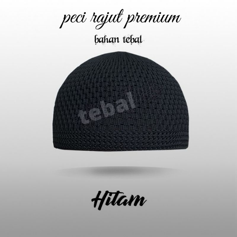 Peci Rajut 9 Lembar Benang Saiz Dewasa Bahan Tebal  Topi Muslim Peci Songkok Malasia Kopiah Oval Raj