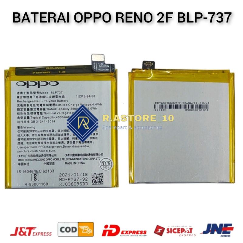 Baterai OPPO RENO 2 F RENO 2F BLP737 BLP-737 RENO2 F Batteray Battery Batrai Batere Batre Bat Btr Original