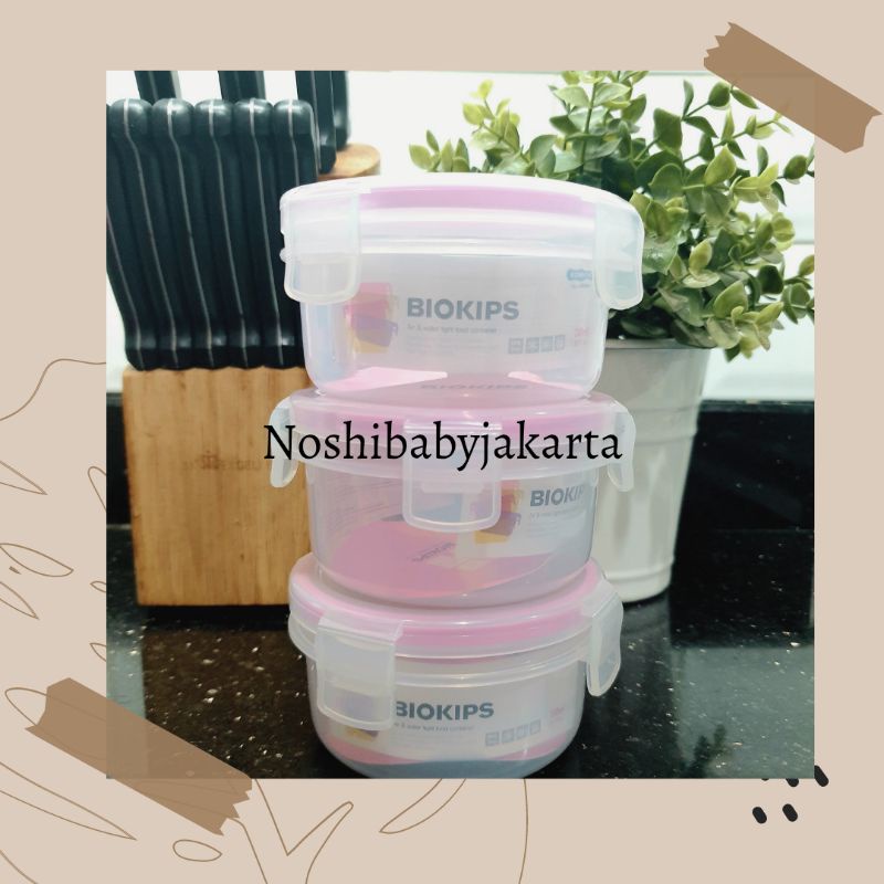 Komax biokips pink bulat 240 ml / Food Container / wadah menyimpan MPASI