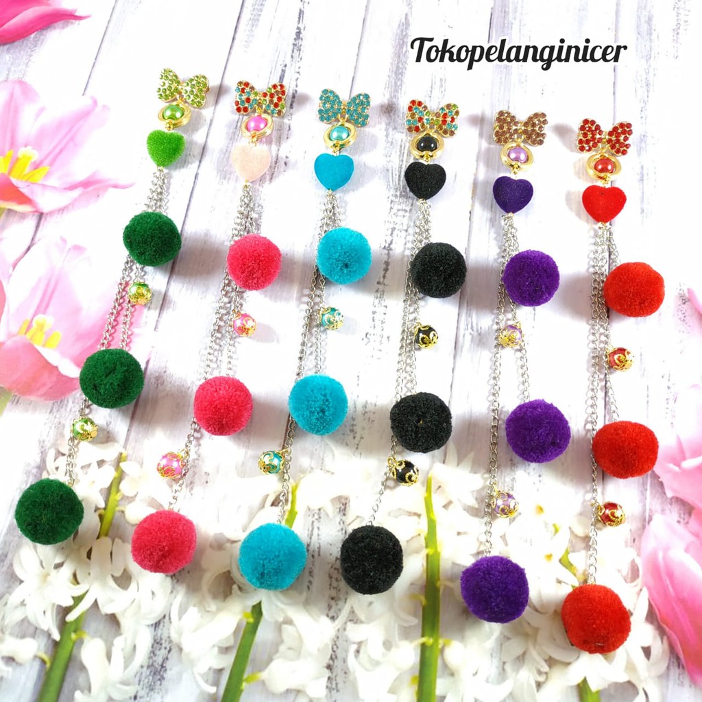 Bros Dagu Hijab Panjang Juntai  LOVPOM Aksesoris Bross Murah fashion muslim By Tokopelanginicer