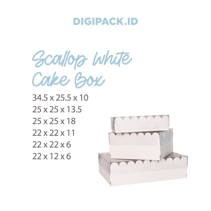 

[Digipack] Scallop White Cake Box 22 X 22 X 6 Kotak Dus Kue 063