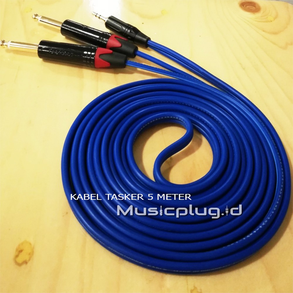 Kabel Jack Jek Audio TASKER Mini Stereo 3.5 / 3.5mm To Akai Akay Mono 6.5 / 6.5mm 10 Meter Permeter 