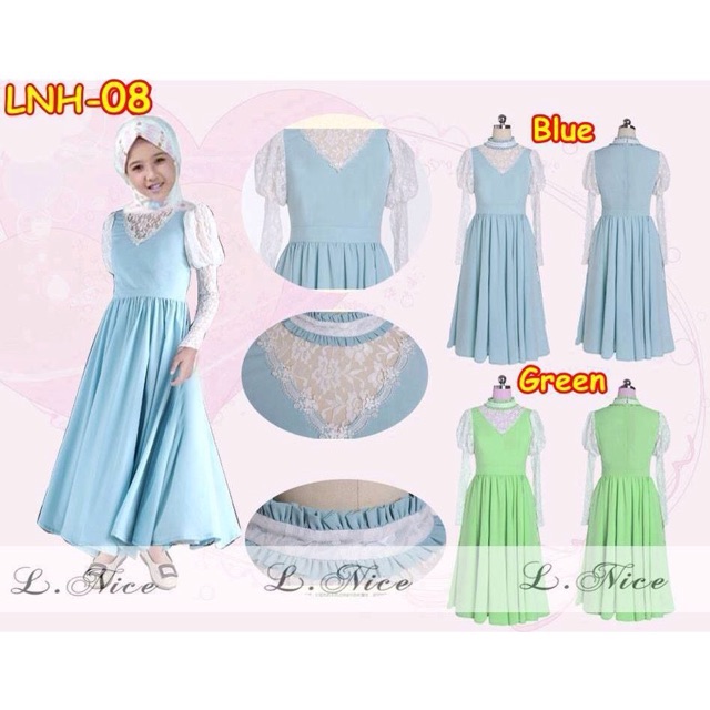 LNH-08 BLUE &amp; GREEN / BAJU MUSLIM GAMIS ANAK