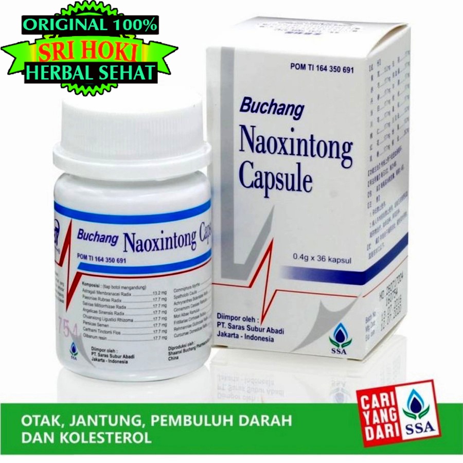 Obat Herbal Stroke dan Jantung Buchang Naoxintong Capsule 36'S Kolestrol Darah Tinggi Cina POM