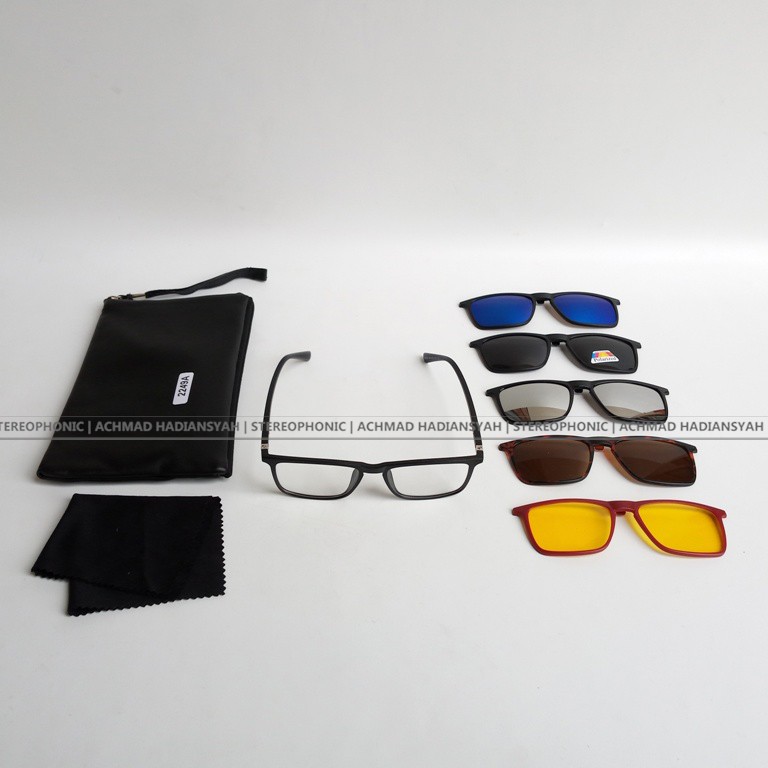 Frame Kacamata Clip On 6 Lensa - Kacamata Pria Dan Wanita - Kacamata Frame Clip On Magnet