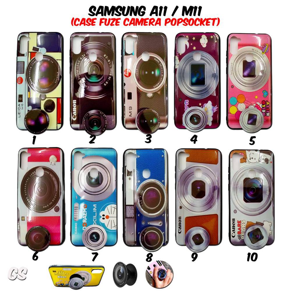 Casing SAMSUNG A11 M11 Case Fuze Casing Camera GRATIS Popsocket Karakter Lucu