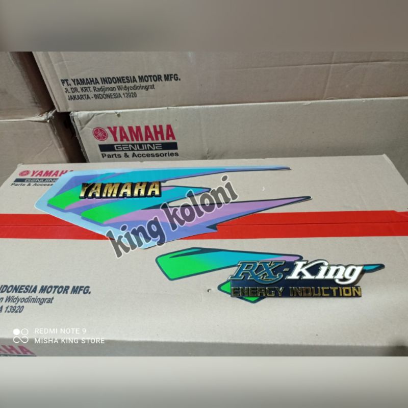 Stiker striping Lis body rx king 96 hijau set emblem tangki dan emblem box aki