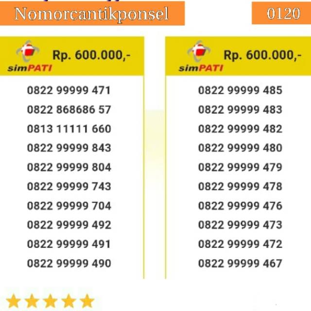 Nomor cantik simpati 0822 0813 triple AB 868686 panca 99999 rapi#0120