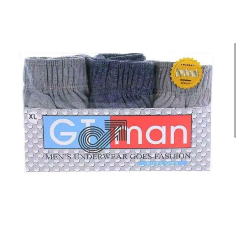 Celana Dalam Cowok Gtman Original GMX/1 Pak isi 3pcs/Bahan Katun/Nyaman di pakai/Size S - XL