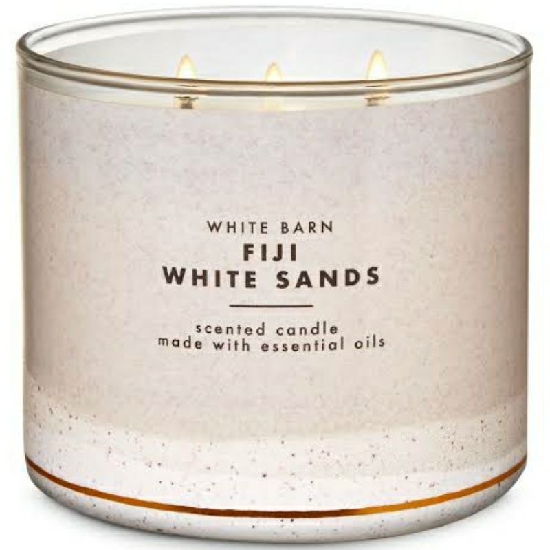 BATH &amp; BODY WORKS BBW BEACHY KEEN FIJI WHITE SANDS 3-WICK SCENTED CANDLE 411 G LILIN WANGI 3 SUMBU UKURAN BESAR PENGHARUM RUANGAN