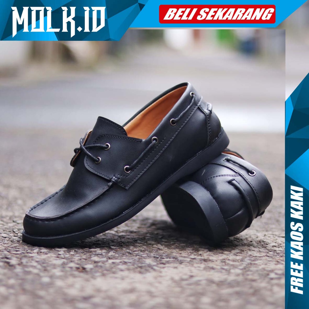 MOLK|Sepatu Formal Pantofel Pria Tali Kerja Kantor Simple Original Casual Pria Trendy Kondangan Hitam Main Gaya