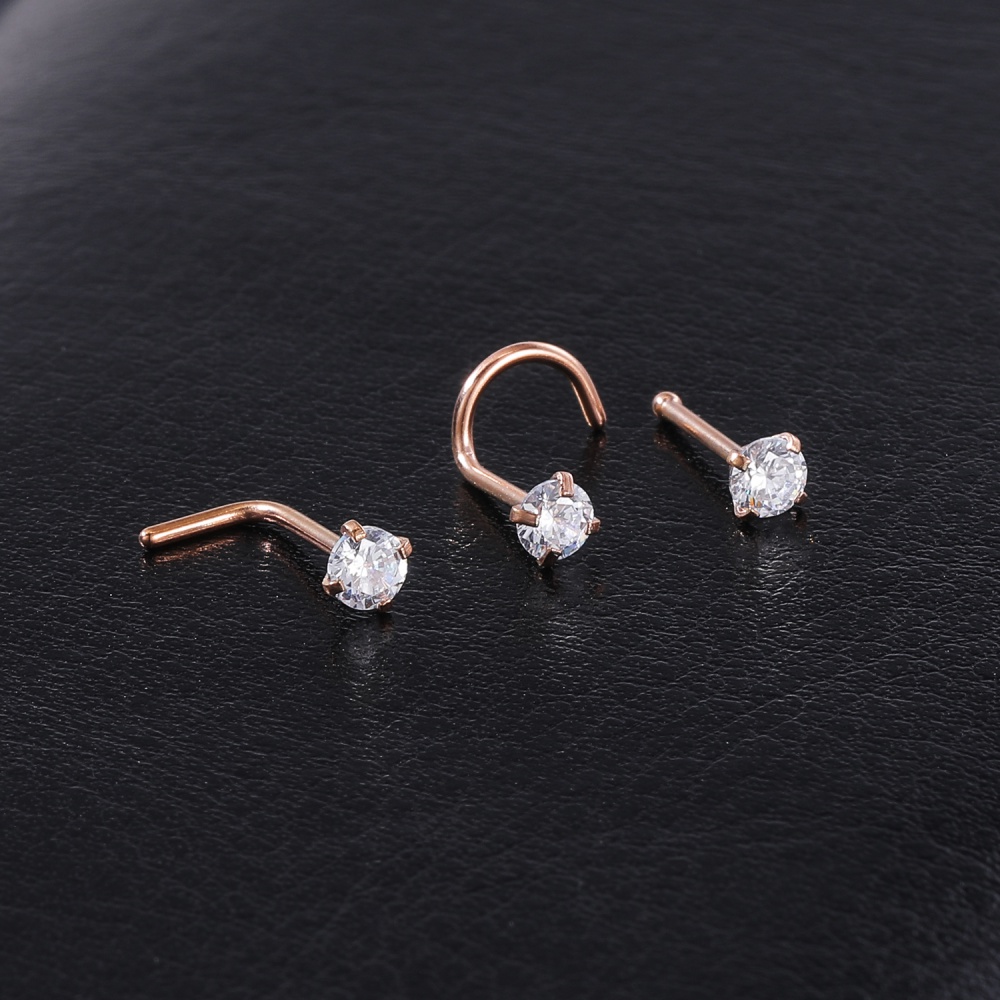 1 Pc Color Crystal Nose Studs Stainless Steel Nose Piercing Round Cz Crystal Nose Ring 3mm L Shape Nostril Piercing Jewelry