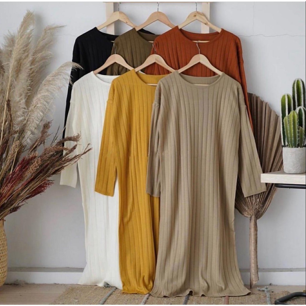 1KG MUAT 4PCS | RAWDAH MIDI DRESS RAJUT / KNIT DRESS RAJUT PREMIUM / MIDI DRESS SELEBGRAM