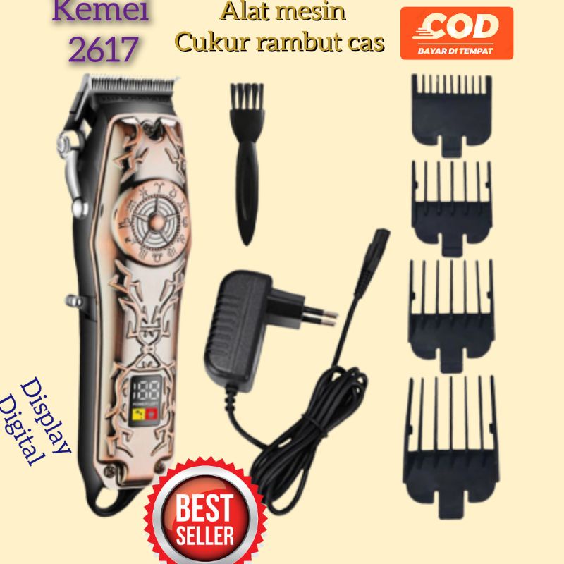 Kemei Cukur Rambut Cas elektrik Km 2617 Mesin potong rambut Profesional Salon