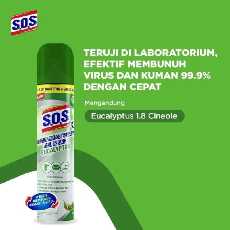 Sos Disinfectant Spray All In One Eucalyptus 250 Ml/sos Disinfektan Spray 250 Ml Terlaris